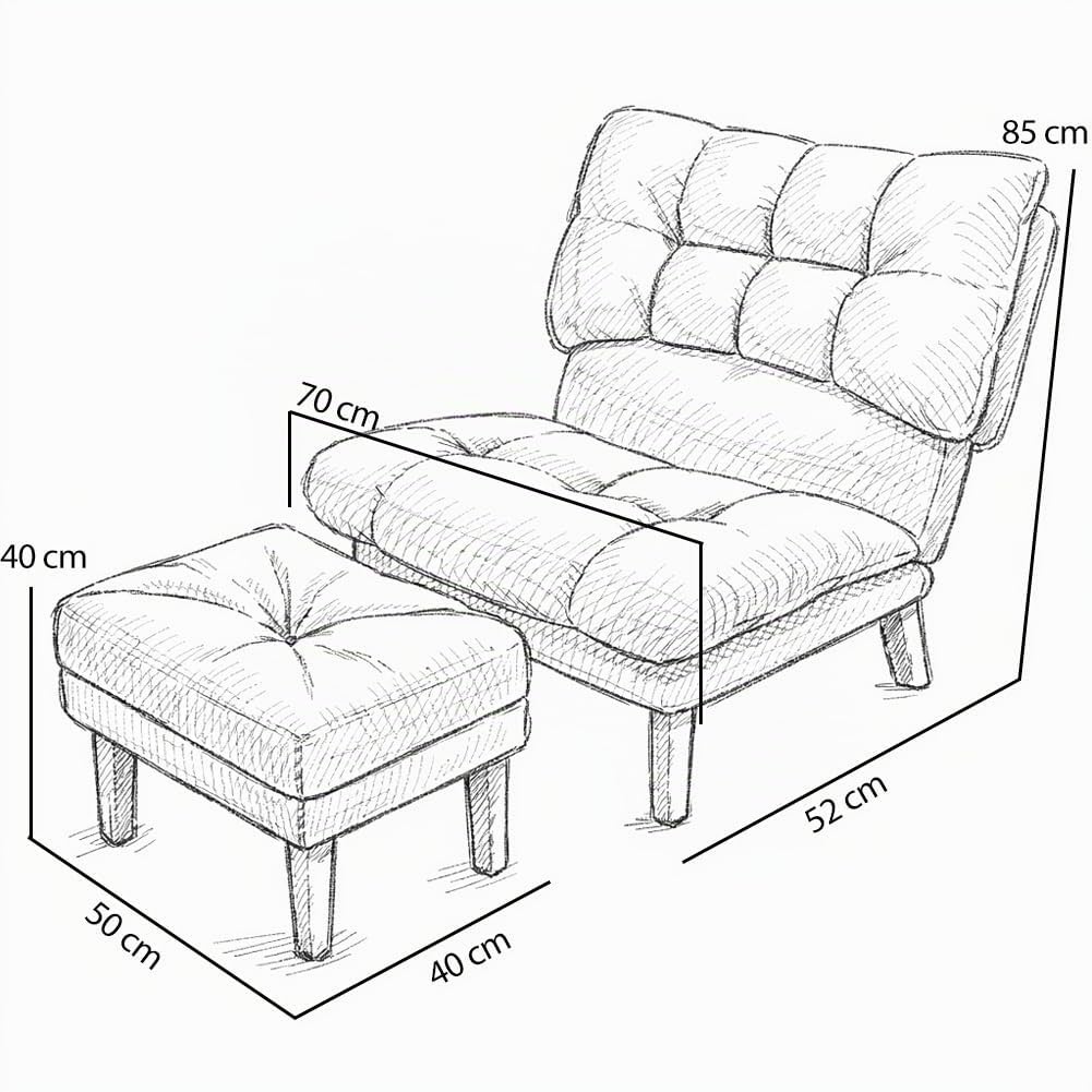 BAKAJI Poltrona Reclinabile con Poggiapiedi e Imbottitura Extra Soffice, Poltroncina e Pouf Sgabello Altissima Densità, Seduta Ergonomica e Schienale Inclinabile, Soggiorno, Camera da Letto (Grigio)