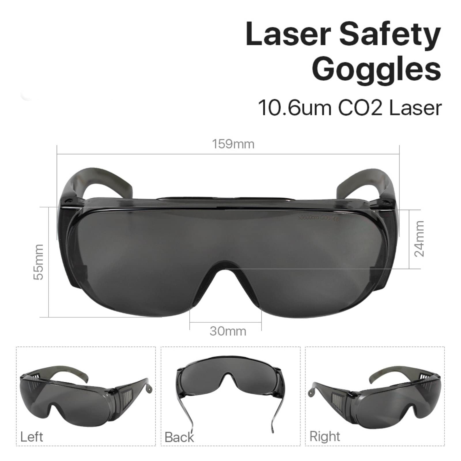 Gafas de seguridad láser 10600nm Estilo B Protección de escudo OD6 + CE para máquina de grabado de corte láser CO2