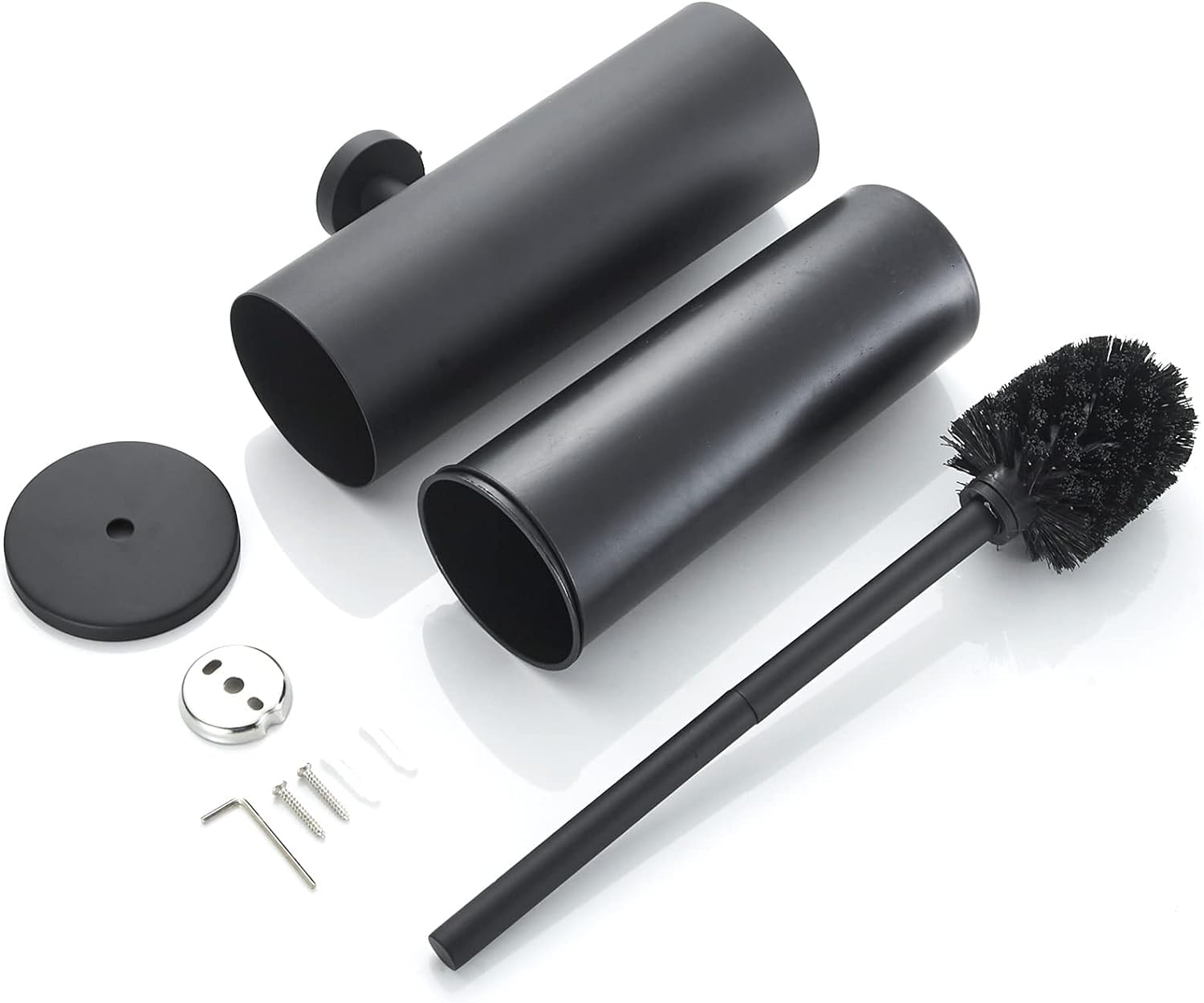 Escobilla de inodoro y soporte, cepillo de inodoro de acero inoxidable con cerdas duraderas para fregar, diseño a prueba de salpicaduras para una limpieza eficiente del baño