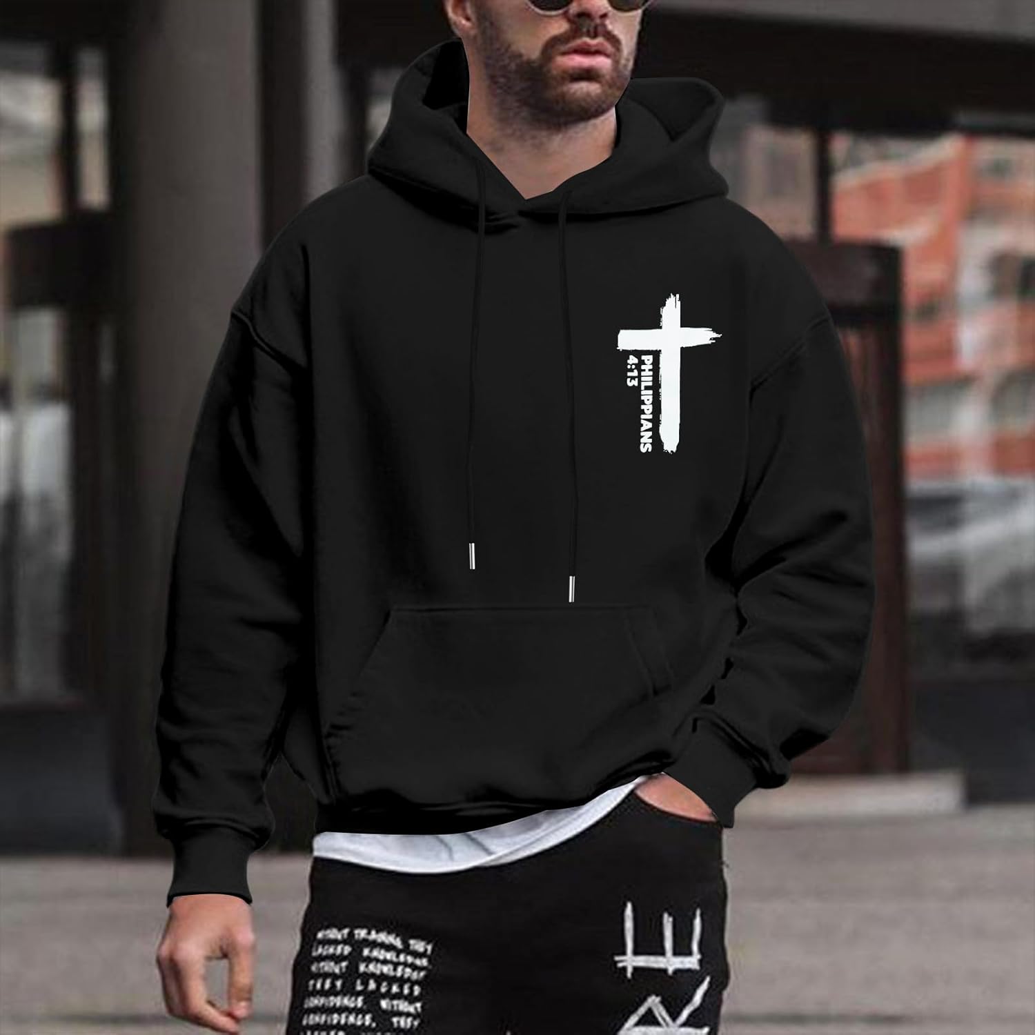Christian Hoodies for Men Religious Faith Jesus Hoodie God Bible Verse Cross Sweatshirts Trendy Graphic Pullover - Image 2