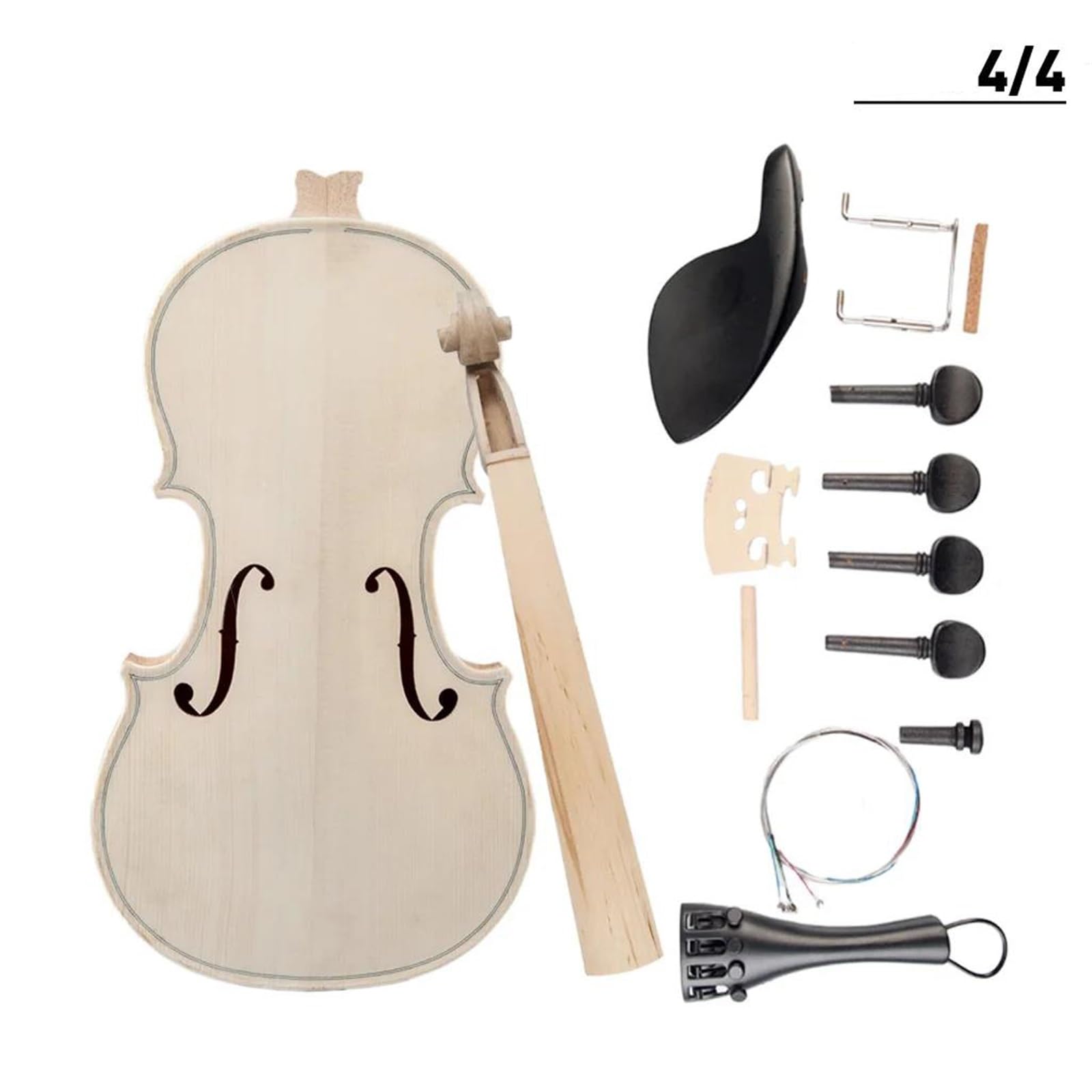 Violino Kit Fai Da Te Per Violino Acustico In Legno Massello Naturale Manico Abete E Acero Cordiera Lega Di Alluminio(4/4)