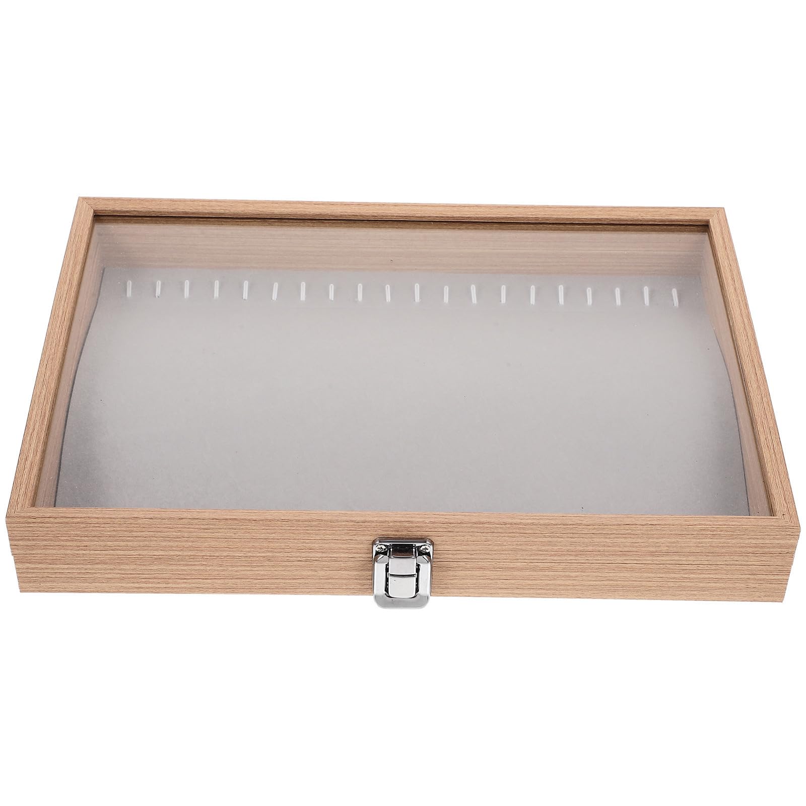 LALAFINA Caja Organizadora de Joyas Khaki con Tapa Transparente, de Madera