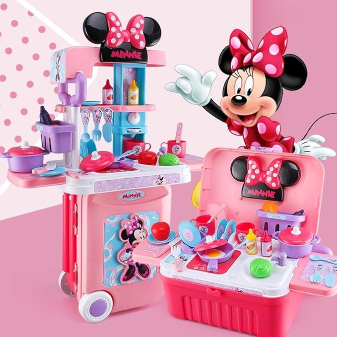Amazon Co Jp Clouday アナと雪の女王 おままごと キッチンセット ミッキー ディズニーキッチンおもちゃごっこ遊び おもちゃ 鍋 お皿 台所 調理器具 女の子 男の子 可愛い 持ち運びに便利 知育玩具 誕生日 クリスマス 入園祝い プレゼント キャリーケース付