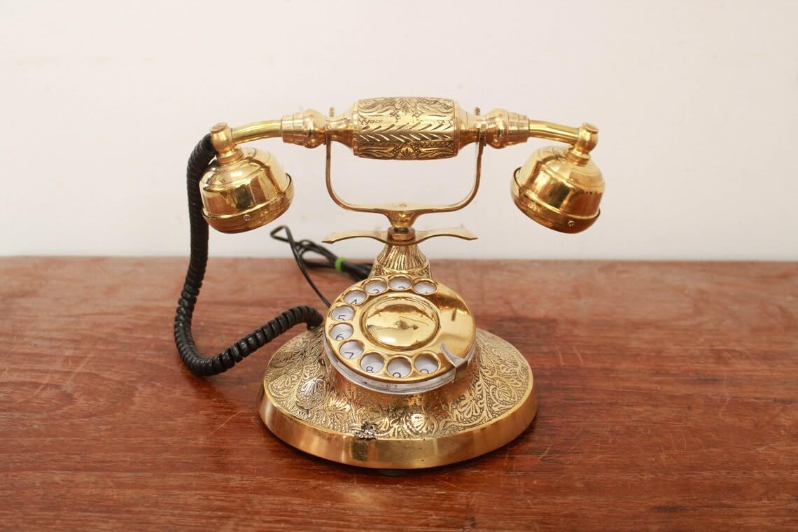 Brass antiqueTelephone Working Brass Rotary Phone. Antique Look Retro Home Decor Royal Telephone |Antique Telephone/-image-22