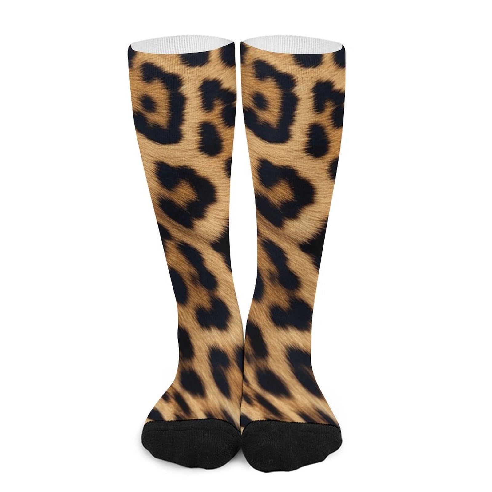 Smazdfxx Unisex As Pic Rough Leopard Print Sock Tube Socks Wide Calf Compression Socks For Men Women Running Hiking Cycling