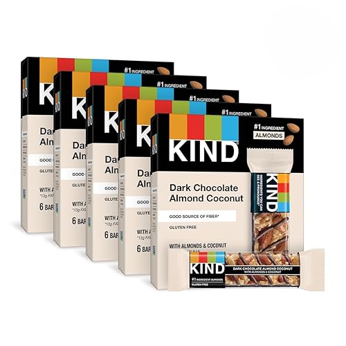 KIND - Barras de nueces, chocolate oscuro, almendras y coco, de 1.4 onzas, libres de gluten, con bajo índice glucémico, 0.11onzas de proteína, 60