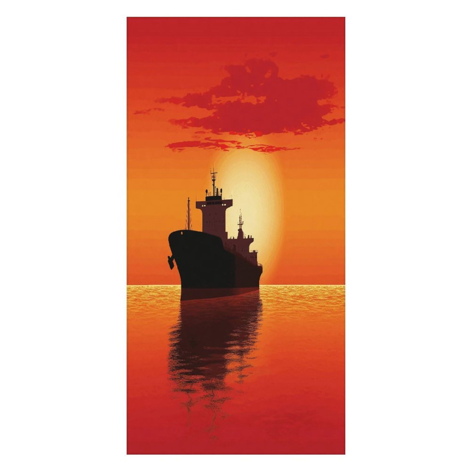 Adfgyerh Unisex Style Silhouette Of The Tanker Ship On Red Sunrise Bath Towels Beach Towel Lightweight Quick Dry, Bath Towel For Travel Sports Pool Swimming Bath Camping Yoga Adults160x80cm