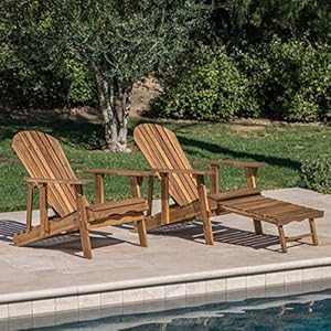 GDFStudio Outdoor Reclining Wood Adirondack Chair with Footrest (2, Natural Stained) GDFStudio Outdoor Reclining Wood Adirondack Chair with Footrest 2 Natural Stained