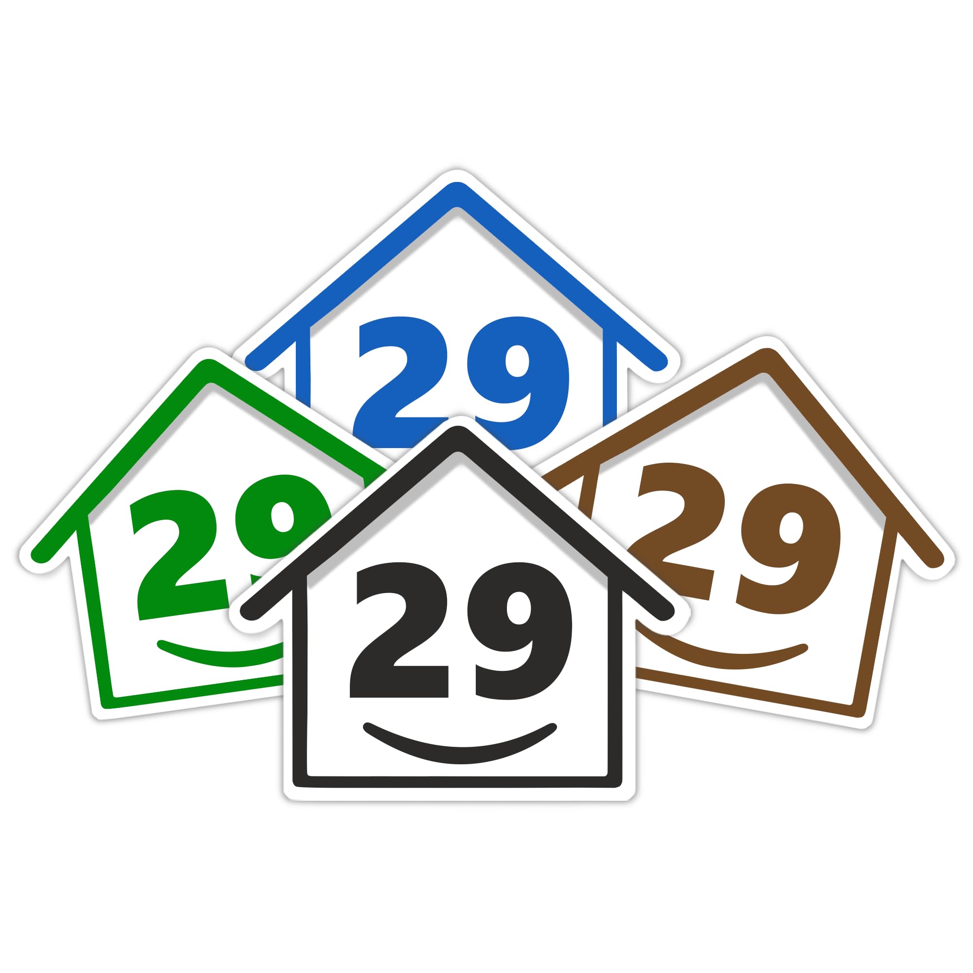 4 x Bin Numbers for Wheelie Bins, 1-99, 15cm ‘Happy House’ Colour Design Dustbin Stickers, Easy Application Stick On Number Stickers - Weatherproof Self Adhesive Vinyl – Blue, Black, Green, Brown (25) — view 72