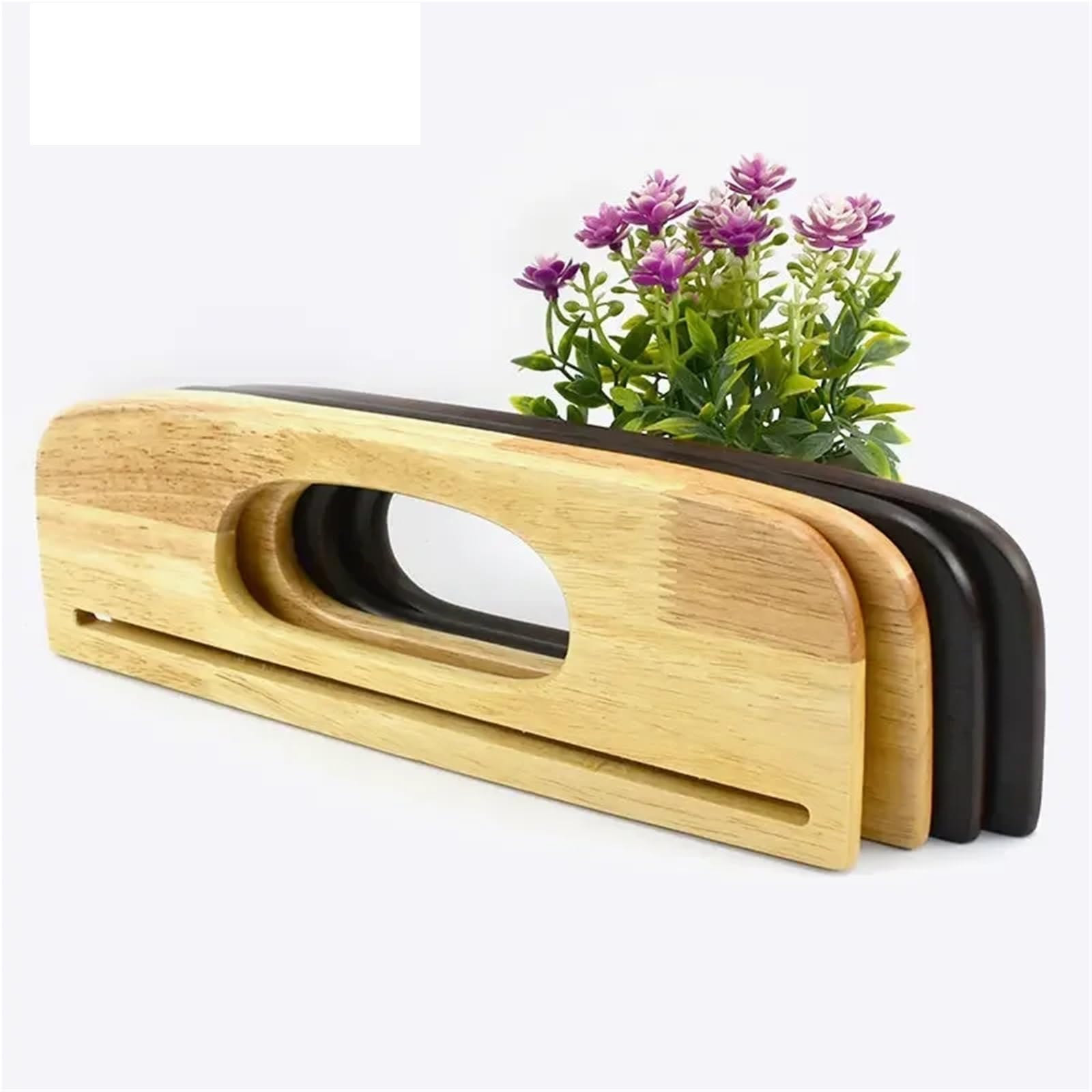 2 piezas de asas madera for bolsos, soportes cierre for tejidos a mano, marcos for, accesorios costura DIY Para Bolso(Coffee)