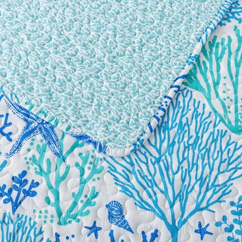 NEWLAKE Quilt Bedspread Sets - West Coastal Pattern Reversible Coverlet Set, King Size