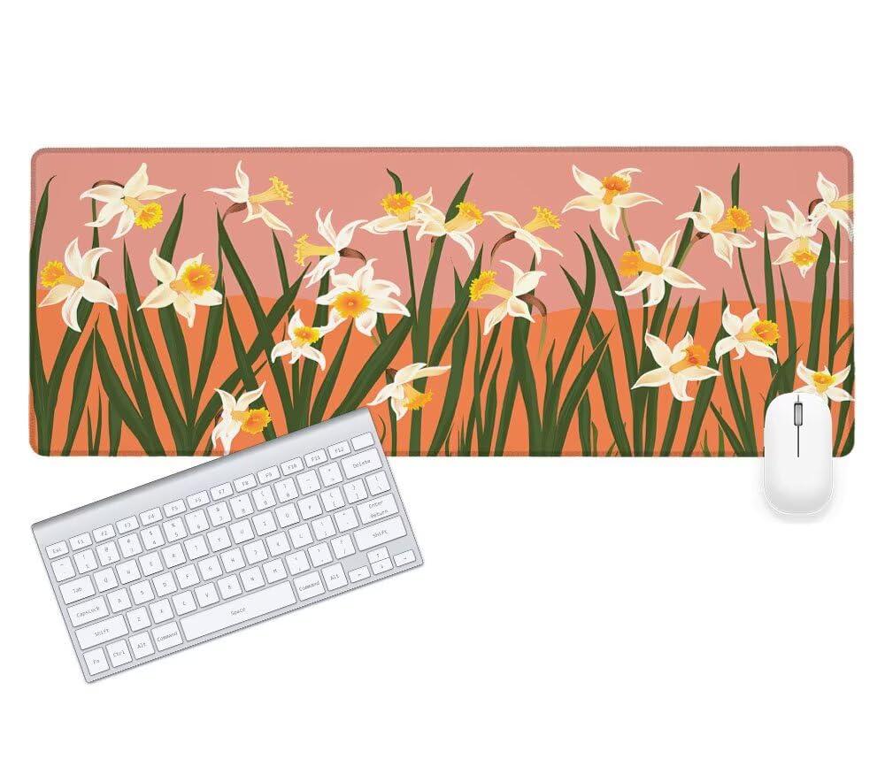 Alfombrilla Ratón, Alfombrilla Gaming Rosa XXL 1200x600x3mm, Extendida Base de Antideslizante Caucho Mouse Pad Flor, Protector Escritorio con Bordes Cosidos, Mejora la precisión y la Velocidad B-2