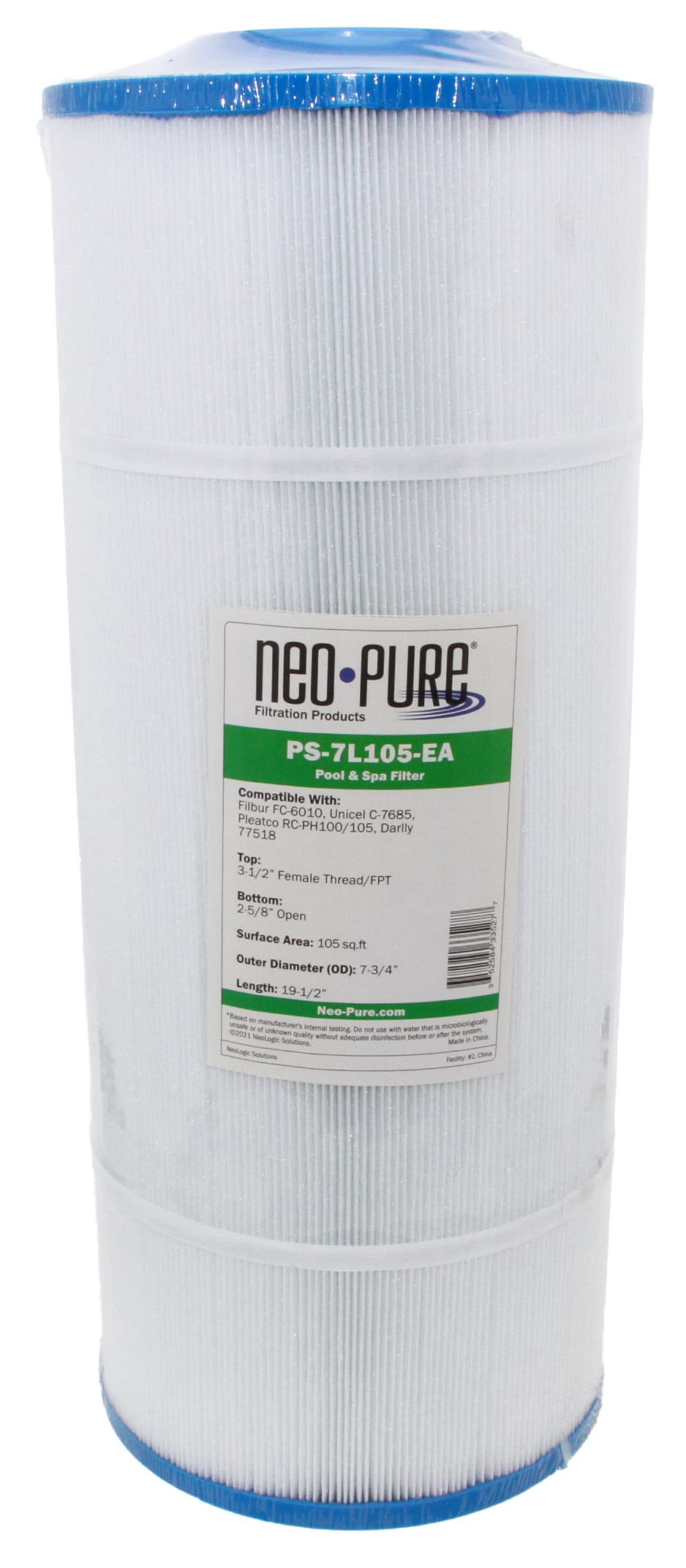 Neo-Pure PS-7L105-EA Pool and Spa Filter 7-3/4