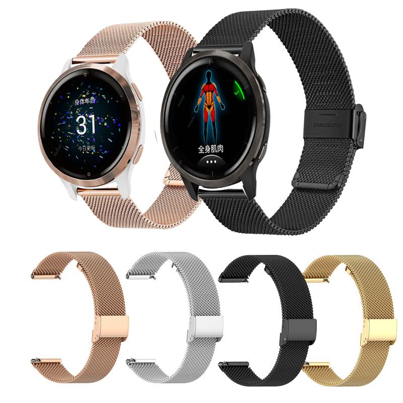 Correa de acero inoxidable compatible con Garmin Vivoactive 4S 4 y 3 2