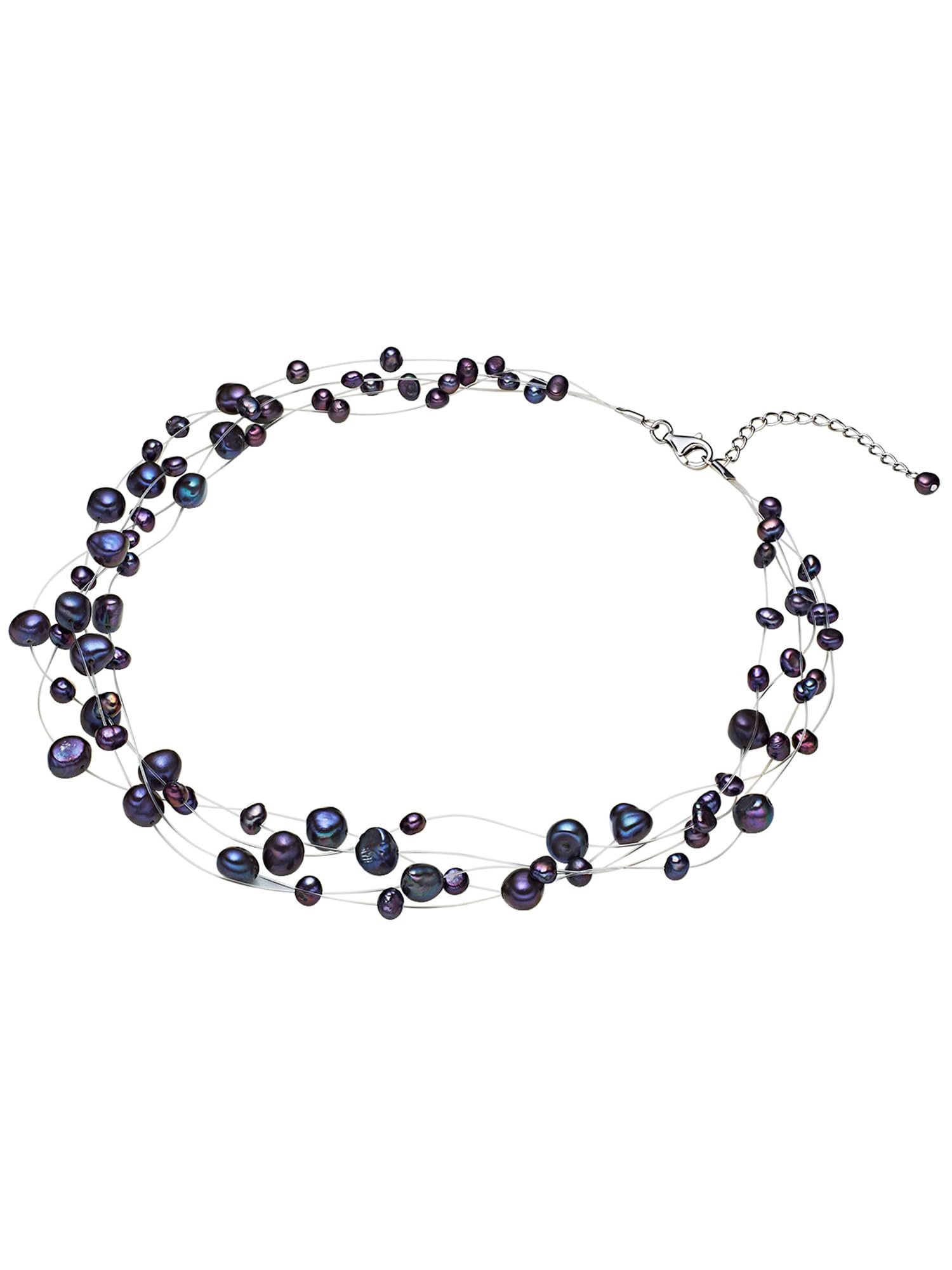 Valero Pearls Catena da Donna in Argento Sterling 925 con rodio con Perle coltivate d'acqua dolce blu scuro 60201649
