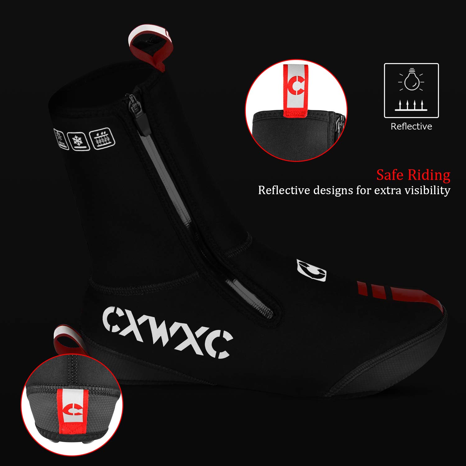 CXWXC Copriscarpe da Ciclismo in Neoprene, Impermeabili, Invernali, Termici, Caldi, per Uomo e Donna, Stivaletti da Mountain Bike