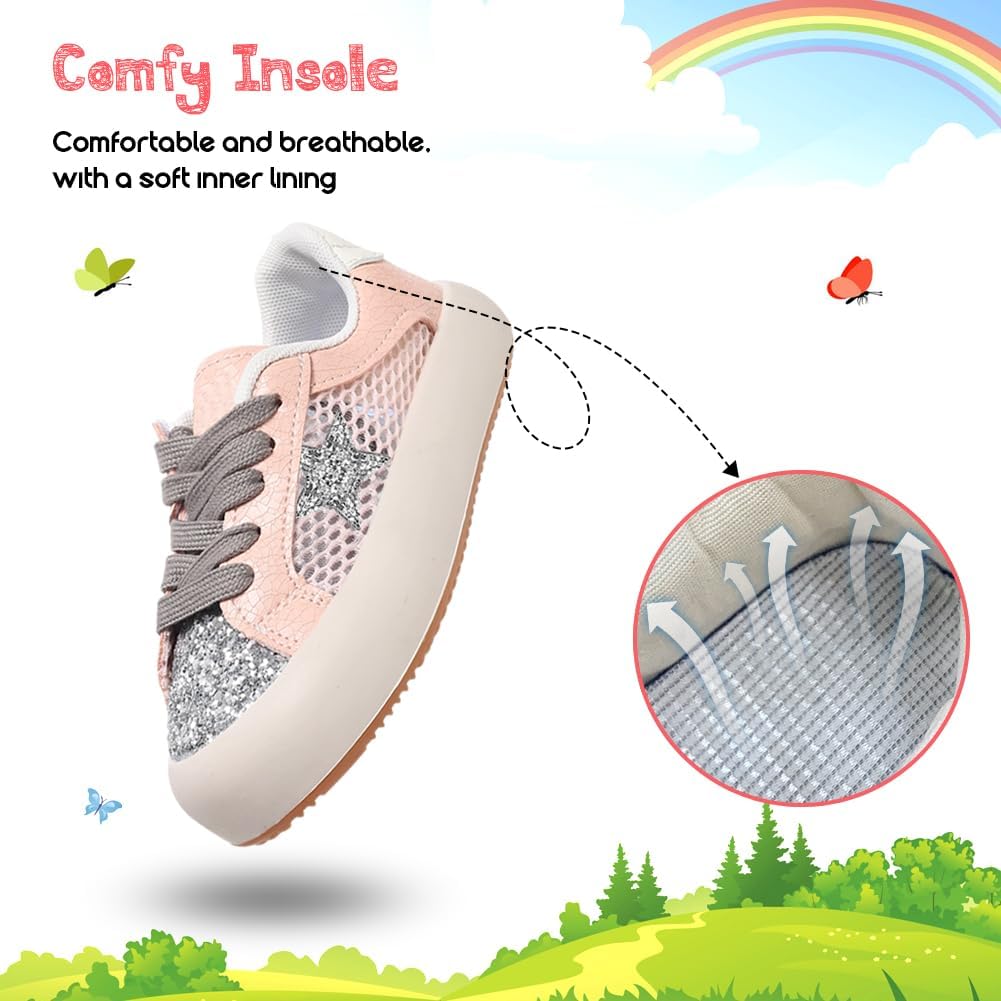 Girls Sneakers Glitter Tennis Shoes Lightweight Non-Slip Running Walking Shoes for Toddler/Little Kid/Big Kid - Image 6