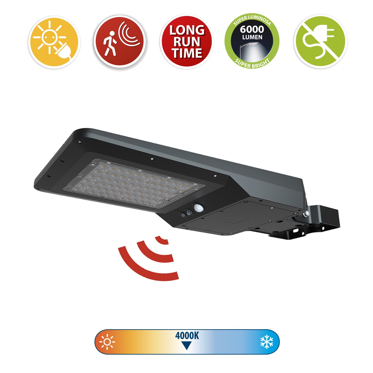 Velamp CRUISER XL: Farola solar de 40W (4800lm) con detector de movimiento y mando a distancia