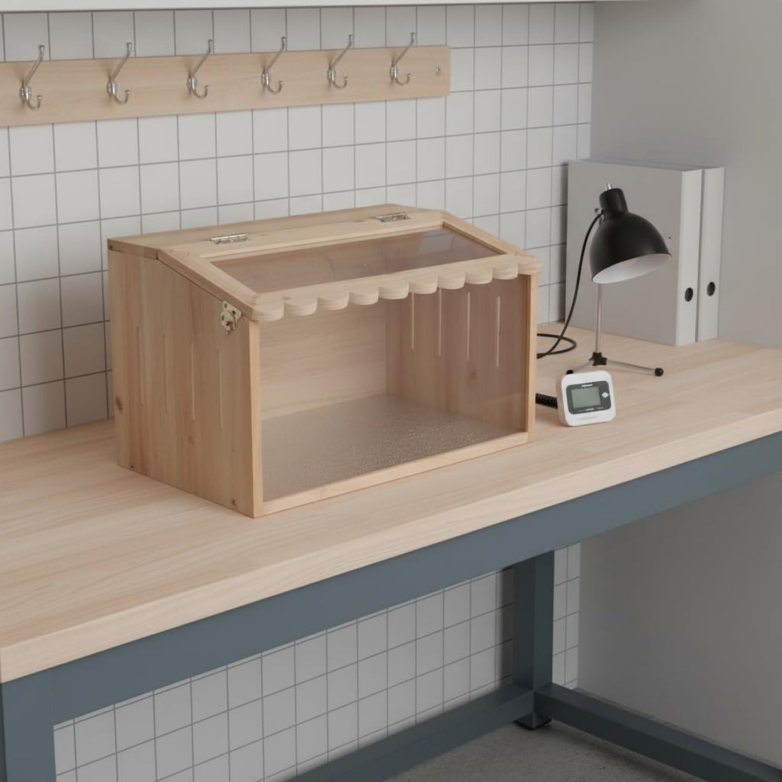 Terrario per Rettili Terrario Acquario Teche Vivario in Legno E Acrilico con di Ventilazione Laterale E Superiore Ambiente Stabile E Confortevole, 50-30-30cm