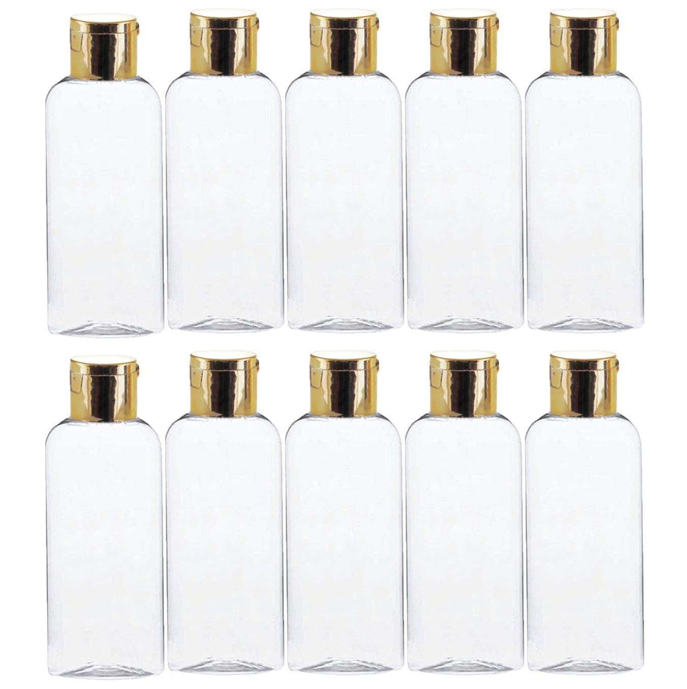 100ml Empty Clear Plastic Bottles Refillable Travel Size Cosmetic Containers Small Leak Proof Squeeze Bottles with Gold Flip Cap for Toiletries,Shampoo,Oil (Pack of 12)-image-21