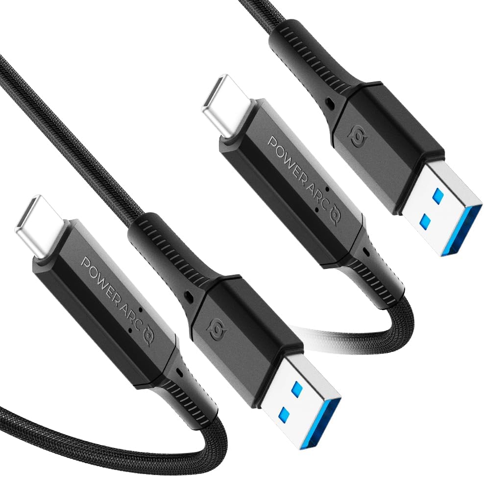 USB-A to USB-C Cable (2 Pack / Black)