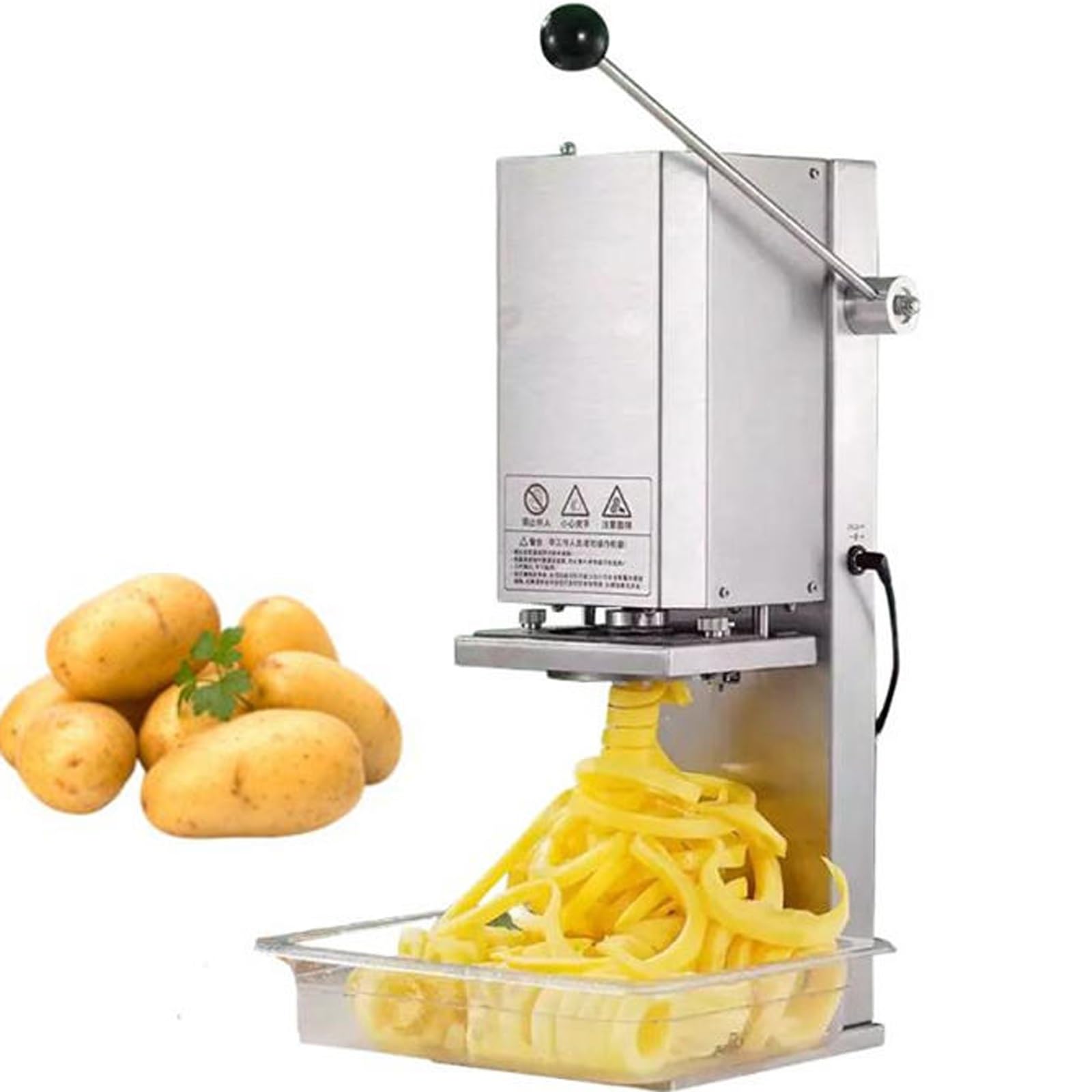 HCZKIUJY High-Speed Spiral Potato Cutter - Commercial Stainless Steel Slicer for Potatoes, Carrots & Cucumbers, 12 Cuts/Minute, Quick 5-Second Prep for Restaurants & Home Use