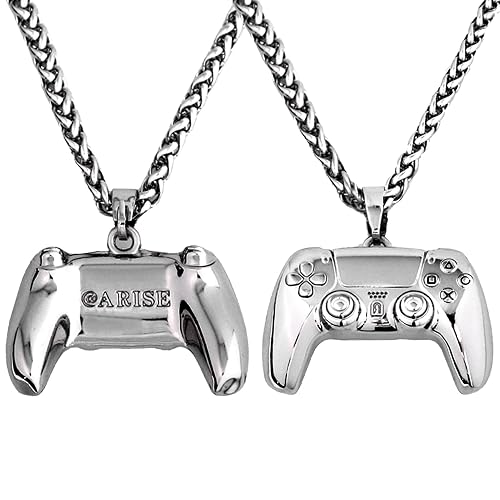 Socokici lced Out Game Controller Pendant, Cool Style Hip Hop Chain Necklace for Men, Women, Boys, Girls and Friends - Silver