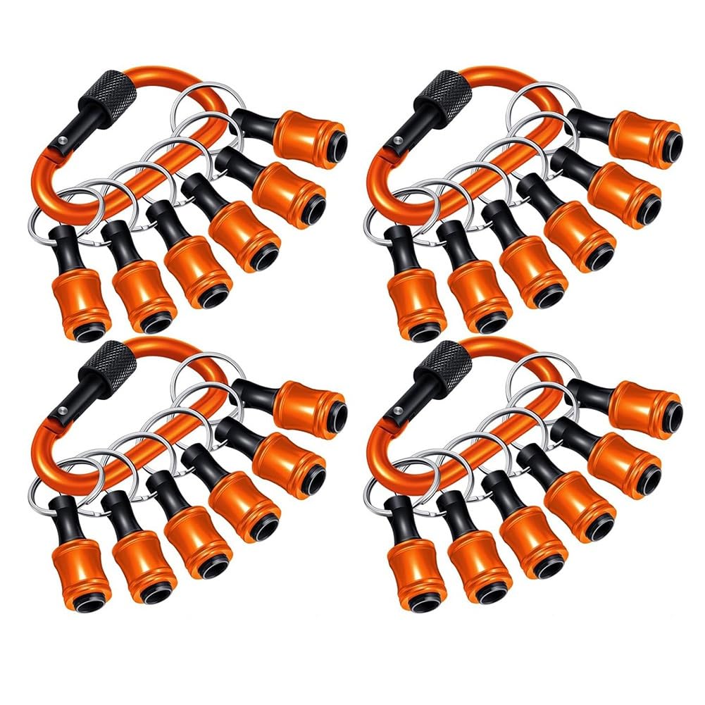 Rersduyt 24Pcs 1/4In Bit Holder Carabiner Hex Shank Screwdriver Release Bits Holder Hand Held Extension Bar,Quick-Change Design