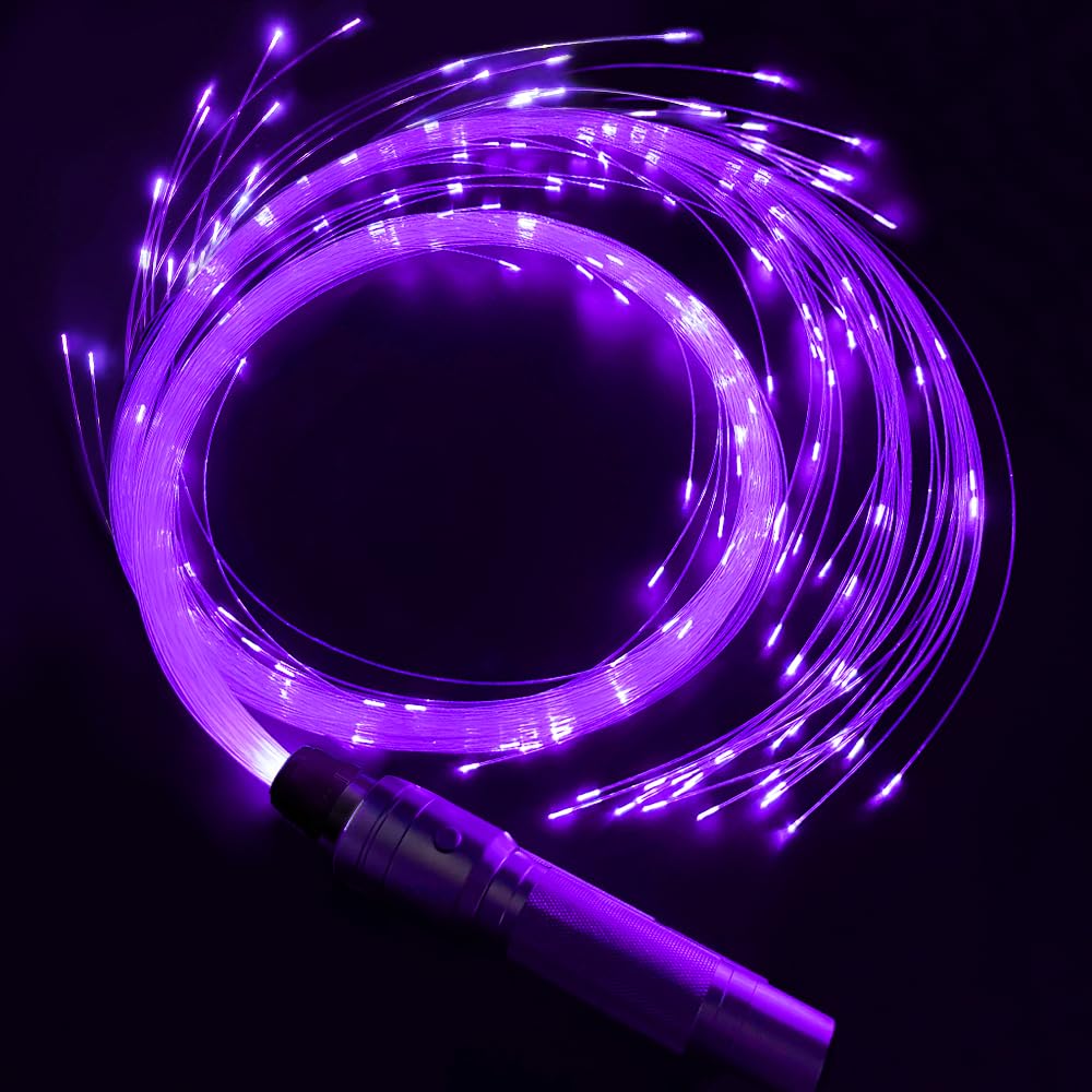 Fiber Optic Whip, Rechargeable LED Pixel Rave Whip Toy, 360° Swivel Fiber Optic Dance Whips-Super Bright 40 Color Effect Modes - Light up Dancing, Music Festival, Christmas Carnival