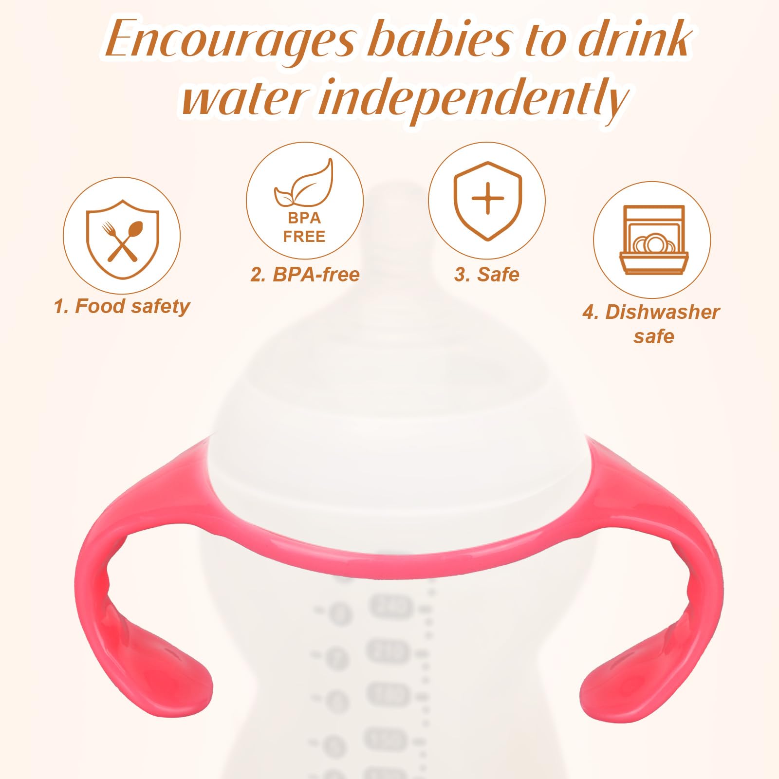 4pcs Baby Bottle Handles Holder for Tommee Tippee Replacement Parts Ergonomic Non-Slip Grip BPA-Free Bottle Handles for Newborn Infant Feeding (Pink) - Image 4