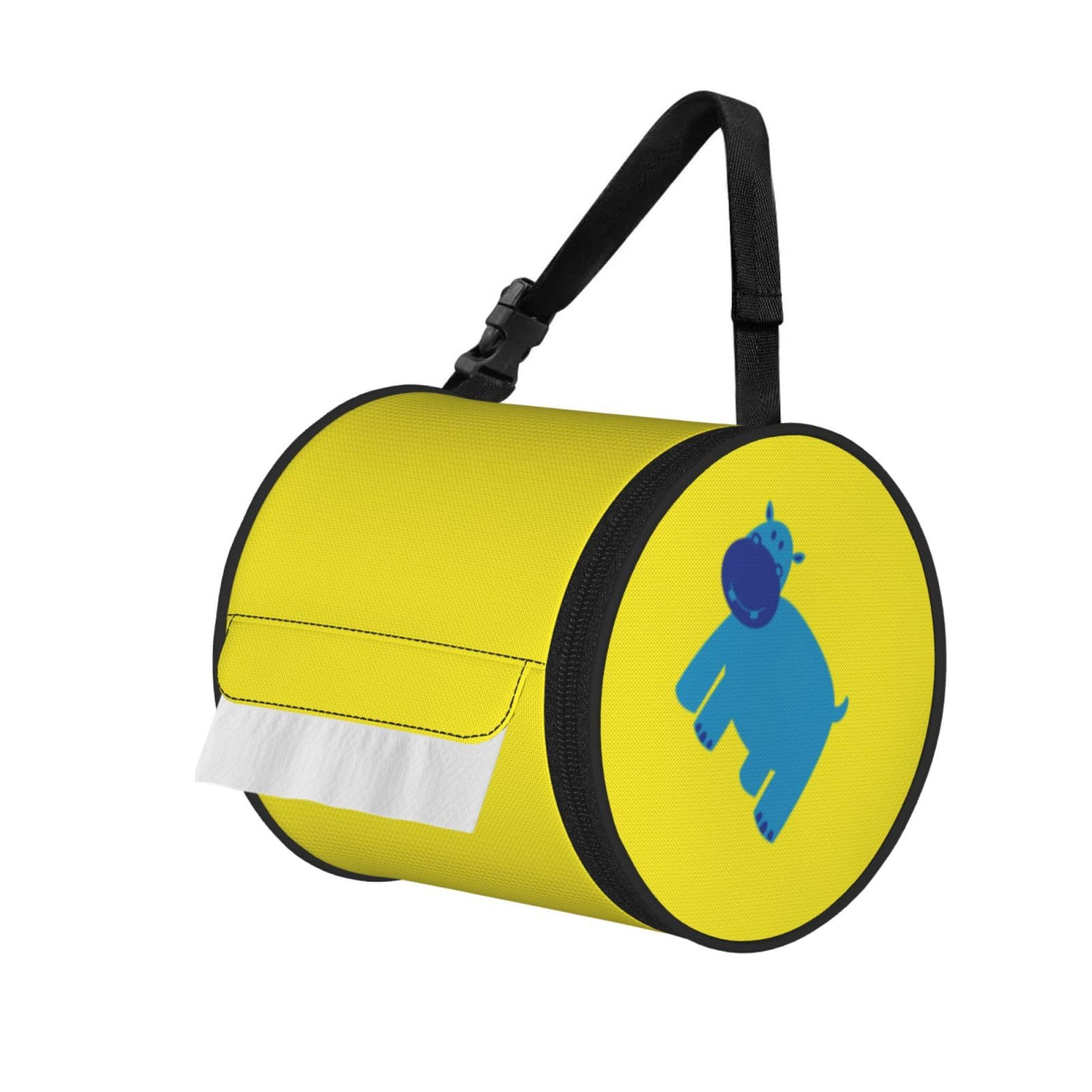 Cute Hippo Print Cylindrical Tissue Holder Bathroom Car Home Office Kitchen Decor Versatile