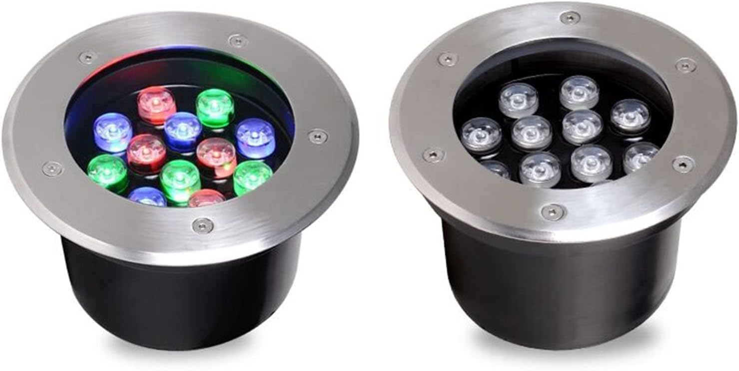 Recessed LED Fountain Light, IP68 Waterproof Underground Spotlight, 12V Stainless Steel Underwater Pond Landscape Light, Submersible Lights(RGB,18W)