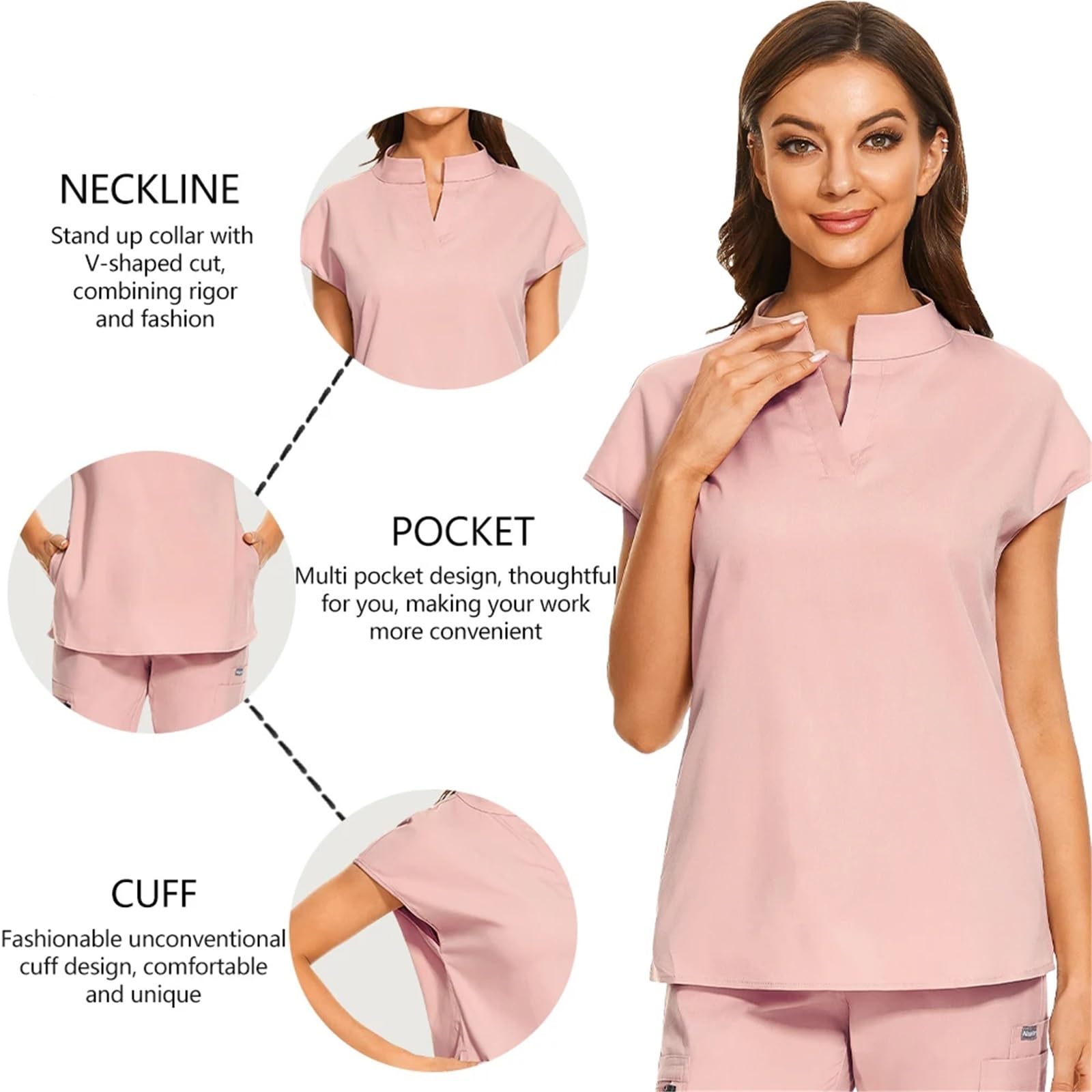 Uniforme Sanitario Unisex Uniformes médicos Ajustados for Mujer, Conjuntos de Uniformes, Accesorios for Enfermeras, clínicas dentales, Mascotas(Pink,XXL)