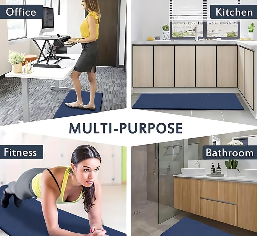 Image of VNQ! Cushion Noodle Mat for Home Entrance, Heavy Indoor Outdoor Anti Slip PVC Floor Mat for Bedroom, Kitchen, for Bathroom, Doors, Office, Door Mat, Bath Mat Colour Blue|(2X3 Feet)