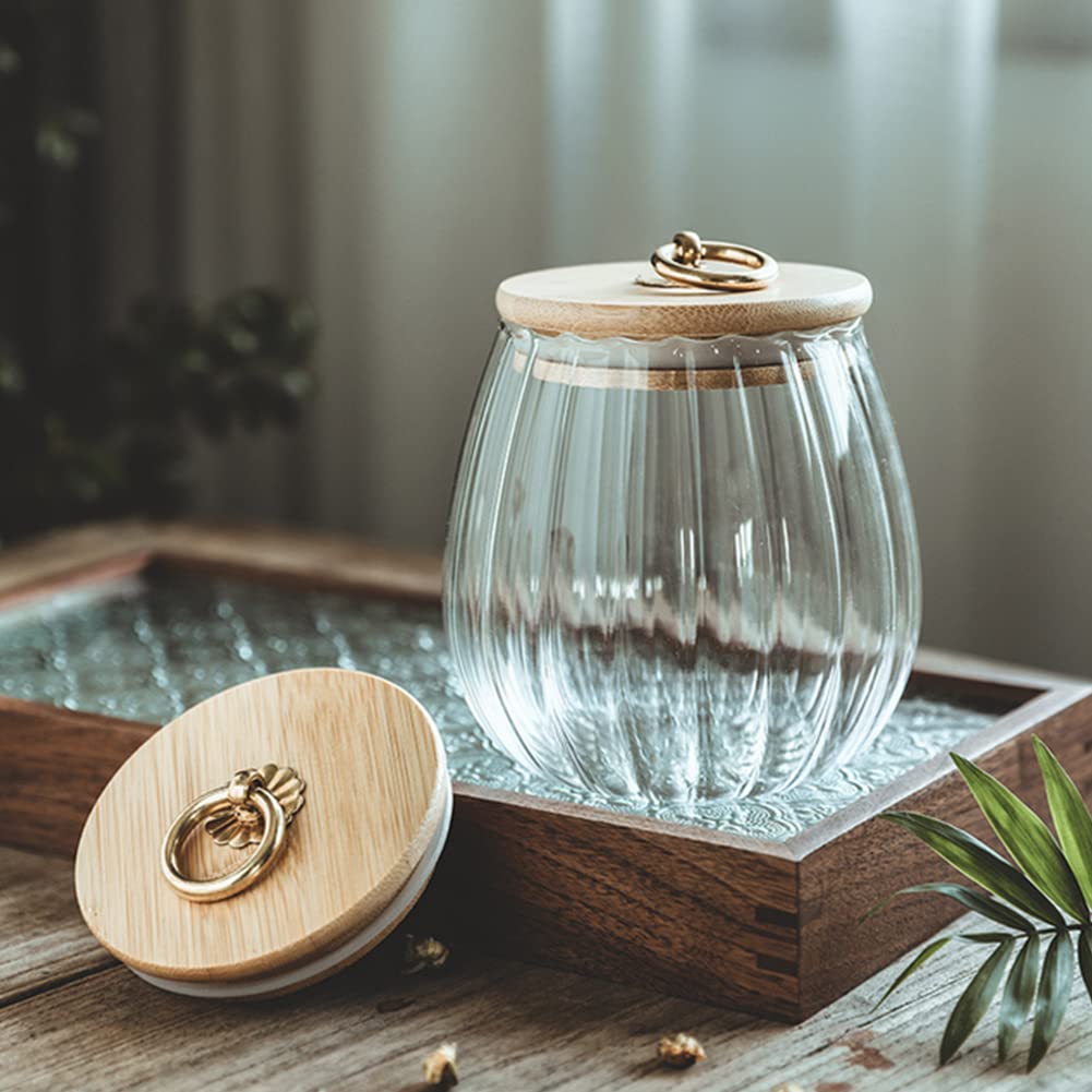 Glass Coffee Nuts Canister Airtight Storage Jar Petal Decorative Jar Airtight Glass Organizer Jar with Sealed Lid Metal Handle for Coffee Beans Tea Candy Sugar Nuts Honey Jams (750ml/25oz-Oval) - Image 2