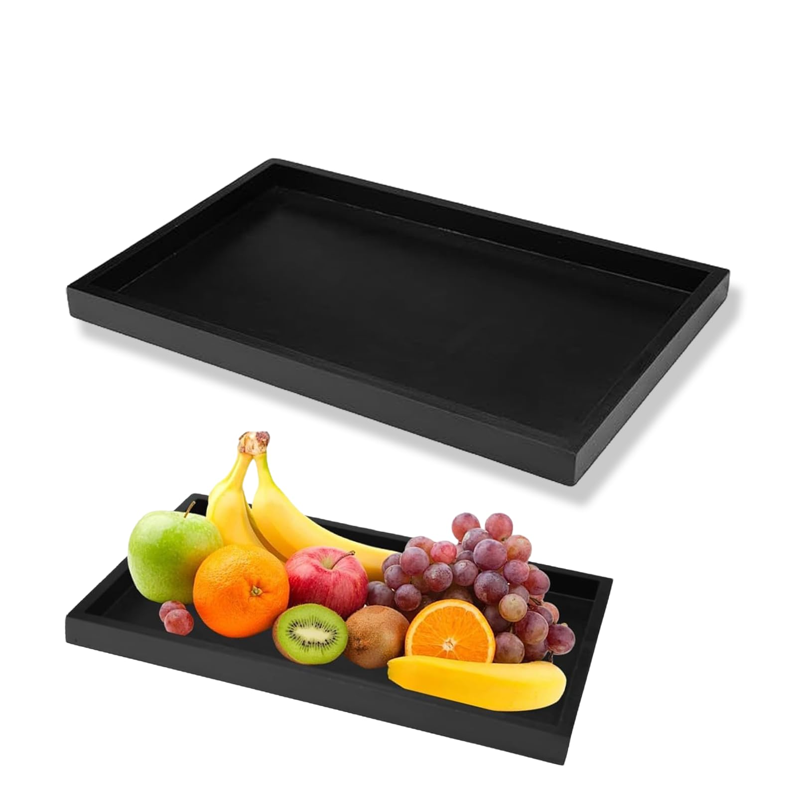 Labyrinxel Black Wooden Serving Tray Lap Tray For Eating On Lap Food Drink Tray For Sofa Dining Kitchen Coffee Table