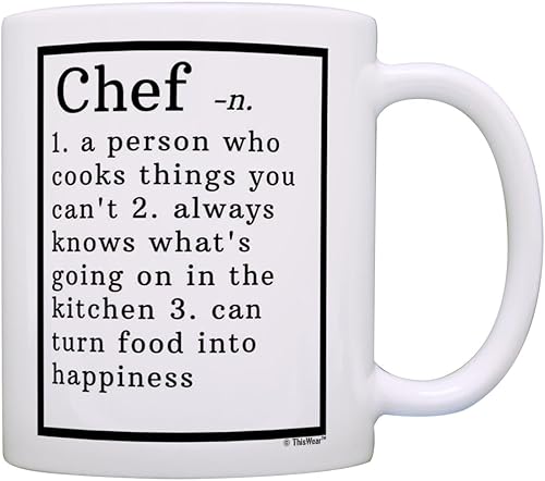 Miniatura 10 de Regalos de chef para mujeres, definición de diccionario de chef, regalos de cocina para hombres, taza de café de 15 onzas, taza de té, color blanco