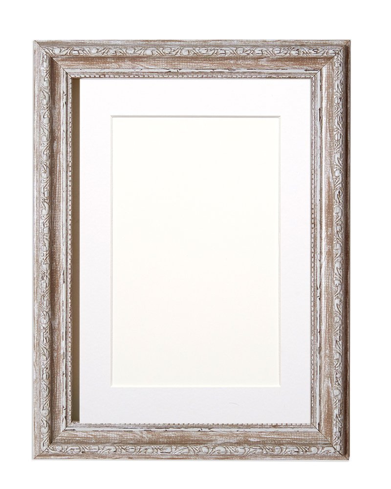 Ornate Shabby Chic Picture Frame - Photo Frame - Poster Frame - With an MDF backing board – Walnut Frame with White Mount- 30"x20" for A2 picture-Other Colors & Sizes Available