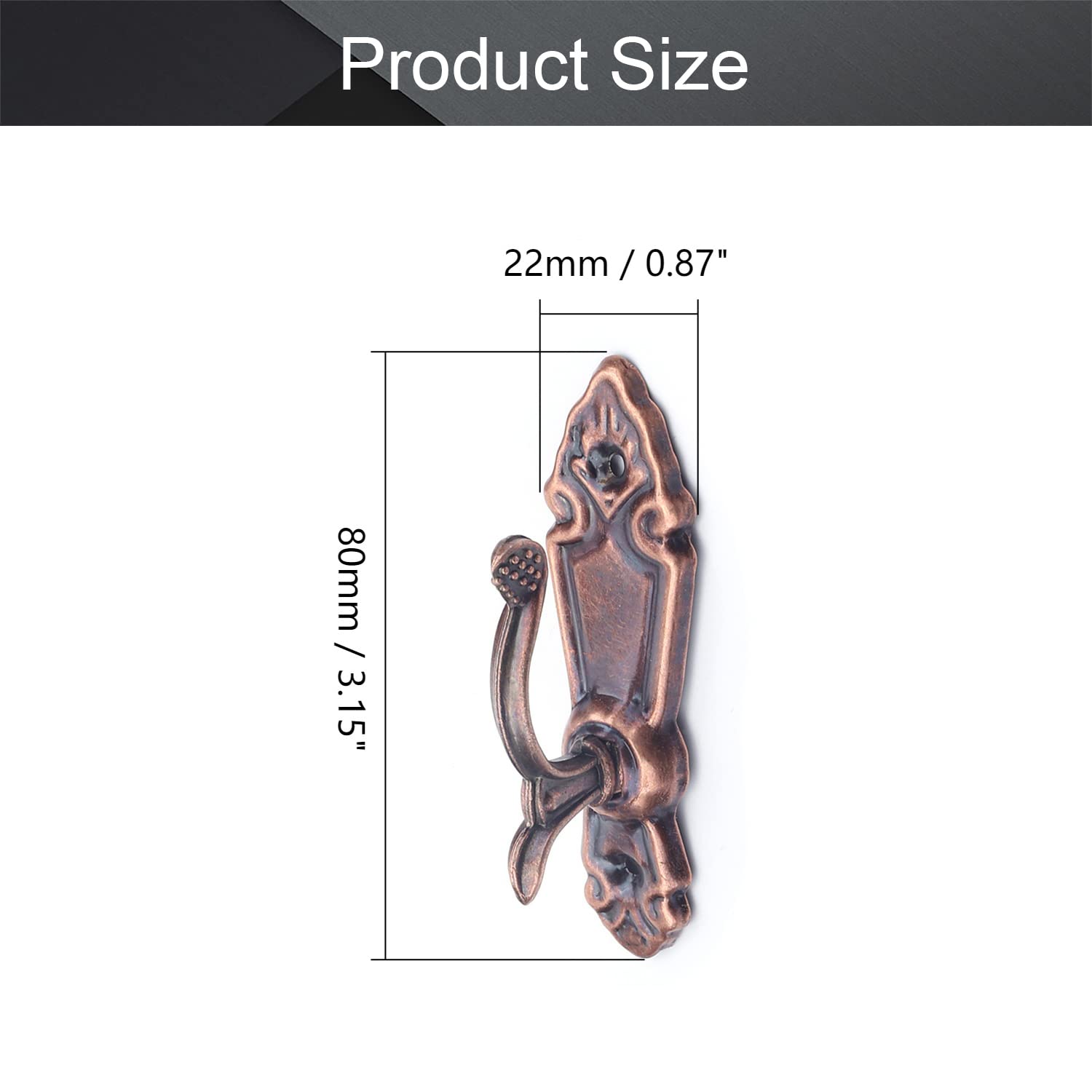 MroMax Ganci per tende resistenti, montaggio a parete, stile retrò, per cappotti, asciugamani, chiavi, cappelli, 8 x 2,2 cm (lunghezza x larghezza), colore rosso patina, 2 pezzi