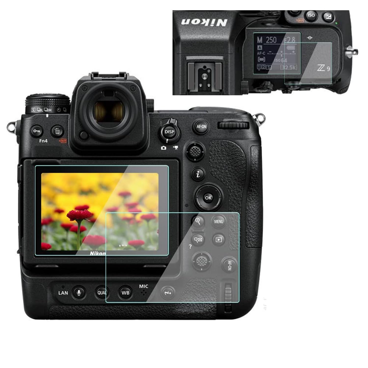 4PCS Tempered Glass Screen Protector Compatible with Nikon Z9 Z8 Z 8 Z 9 Camera (2 Top & 2 LCD Screen) 9H Hardness Tempered Glass Anti-Scrach Anti-Bubble Anti-Dust (2 Sets)