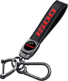 Black Leather Metal Car Keychain Keyring Compatible with Dodge Challenger Durango SRT 1500 Cars Accessories