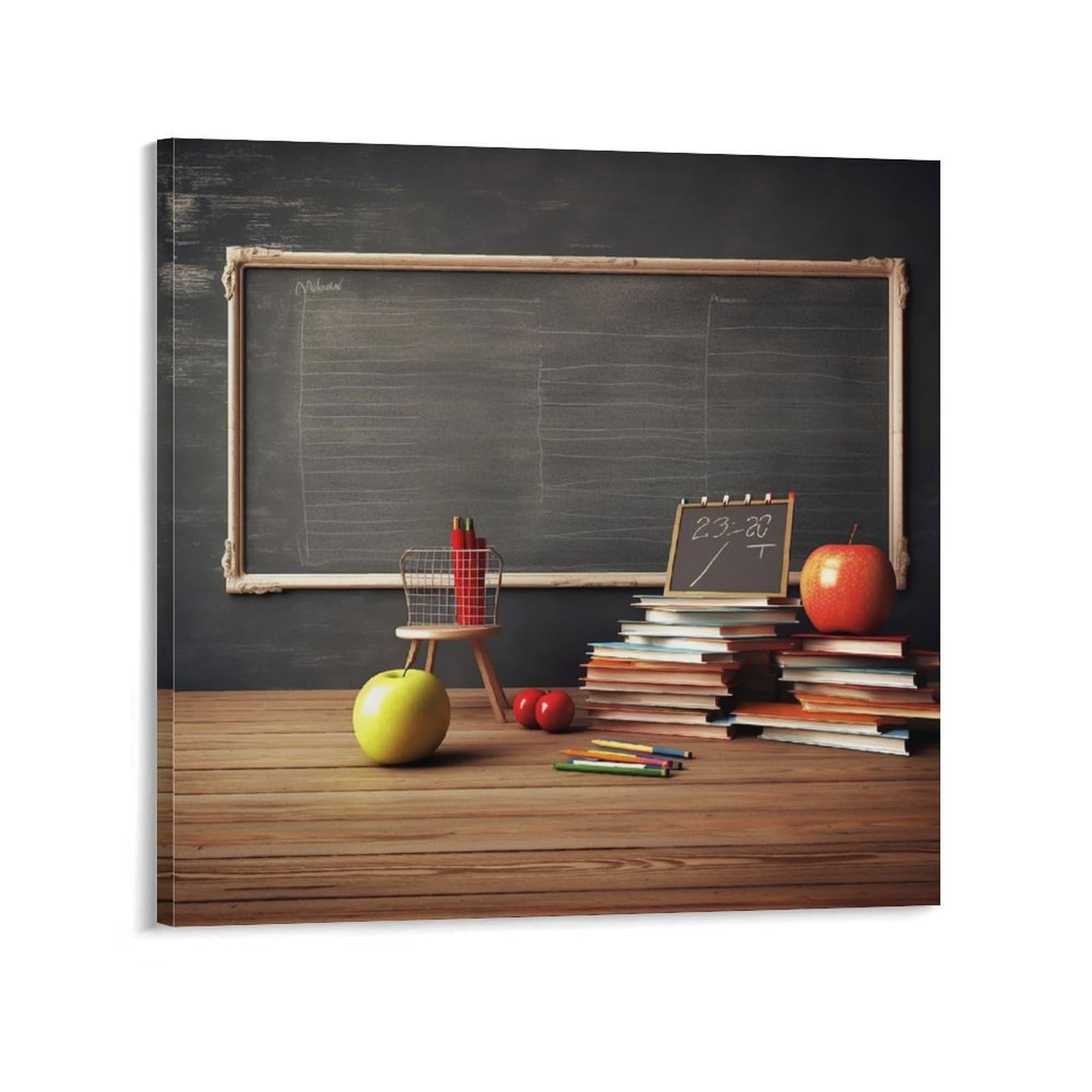 Teacher Classroom Chalkboard Canvas Wall Art for Bedroom 28x28inch(70x70cm) Canvas Prints Artwork for Walls Modern Picture Artwork Painting for Living Room Aesthetic Wall Paintings for Bathroom Kitche