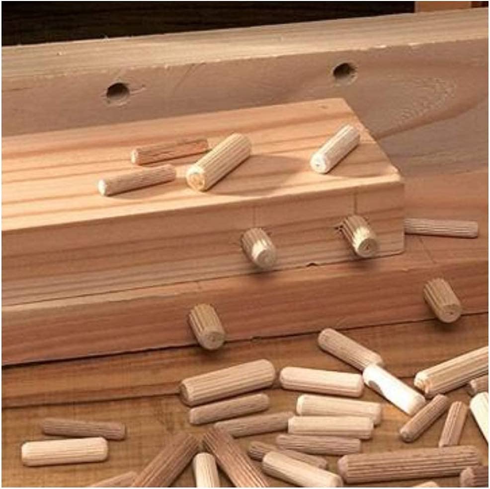 Miniatura 6 de Bettomshin 50 pasadores de madera, 0.394 in de diámetro y 3.937 in de longitud, varillas de madera para clavijas de madera, extremos biselados para