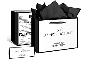 White and Black 30th Birthday Gift Bags for Memorable Celebrations
