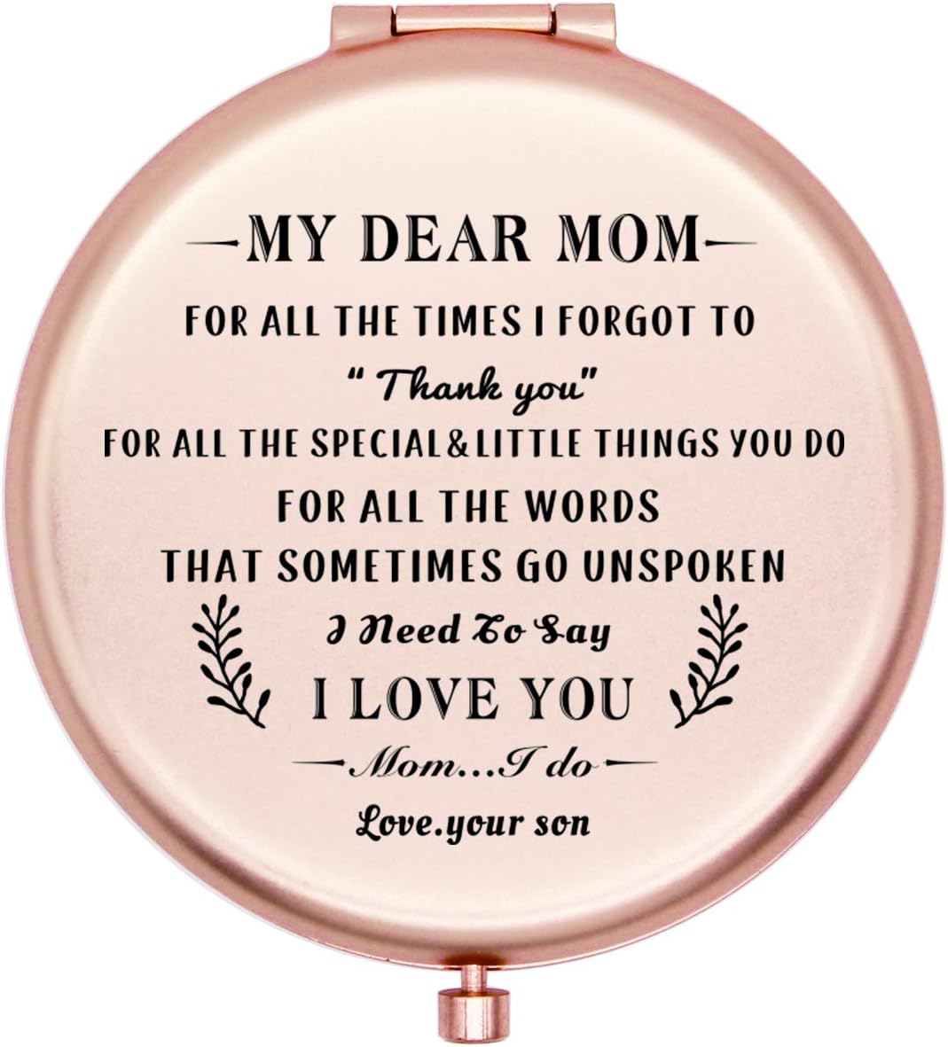 onederful Mom Gifts Travel Compact Pocket Makeup Mirror for Mom from Son,Birthday Mother’s Day Christmas Ideas for Mom- My Dear mom for (Rose Gold)