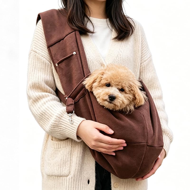 Dog Sling Carrier for Small Dogs and Cats, Breathable Mesh Pet Cross Body Shoulder Bag for Outdoor Travel