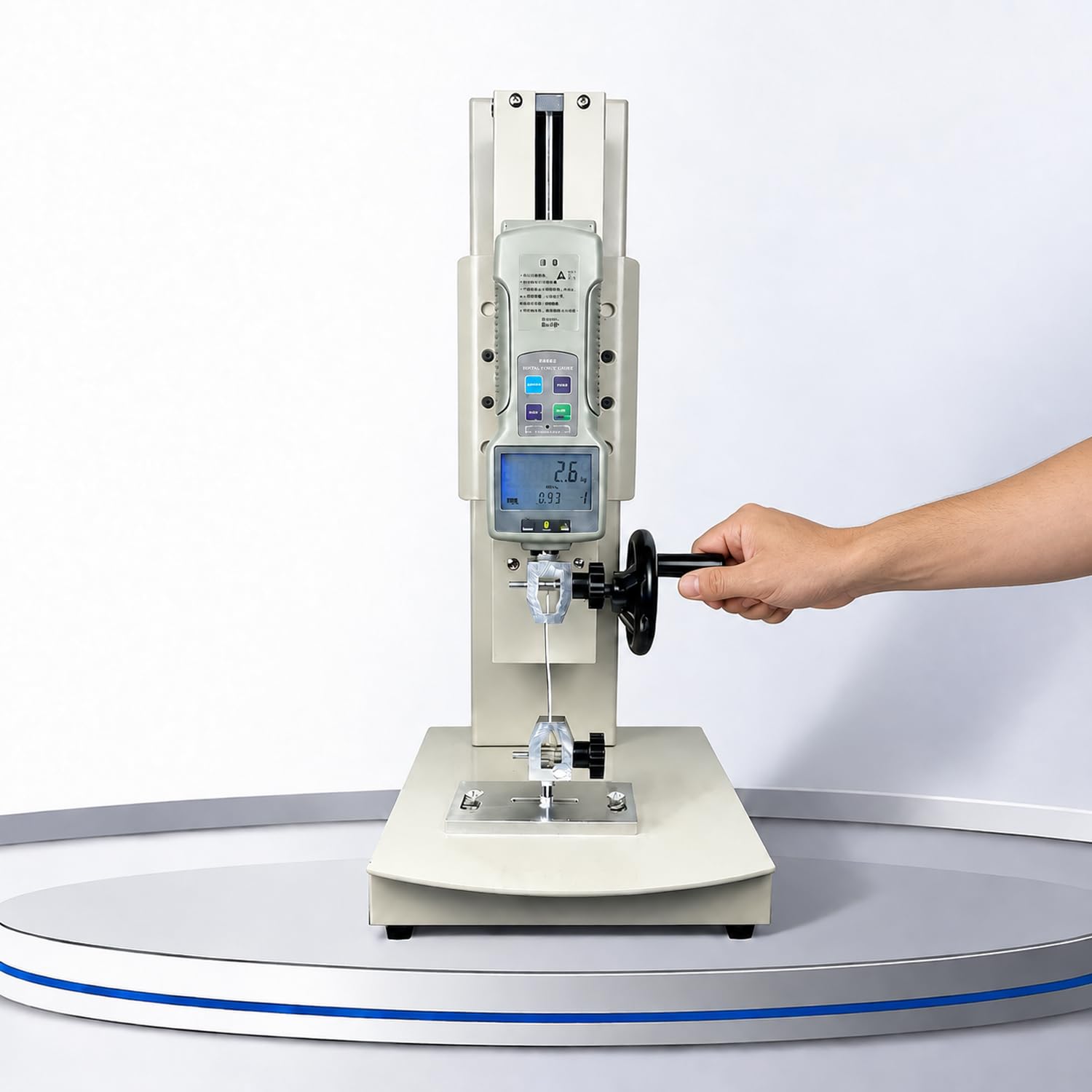 TYH Macchina Digitale per Prove di Trazione 10-2000n, Macchina per Prove di Trazione, Tester di Forza di Trazione, Corsa 300 Mm, Display LCD, Include 2 Morsetti di Prova 20N