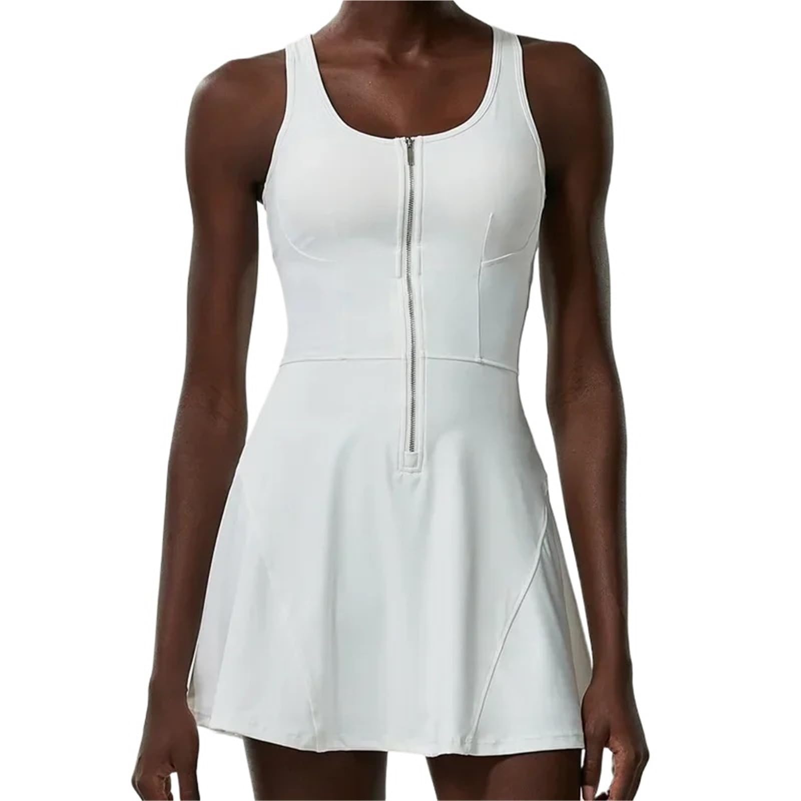 Completo Tennis Donna Abiti Sportivi da Fitness con Cerniera, Un Pezzo con Protezione for Il Petto, Abiti da Tennis da Allenamento