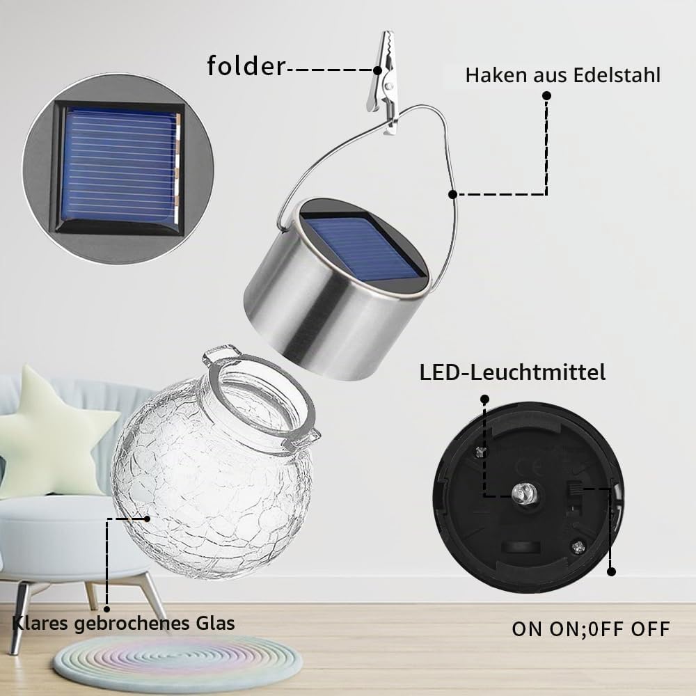 HIQE-FL Luces Exterior Solares,10 Piezas Lámparas Solares LED De Cristal
