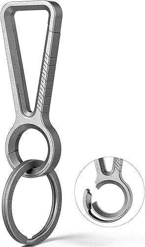 Miniatura 7 de Llavero con mosquetón de titanio, llavero de coche EDC resistente, ganchos de liberación rápida para hombre con llavero de titanio